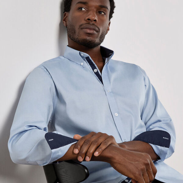 Contrast premium Oxford shirt (button-down collar) long-sleeved (tailored fit) Thumbnail