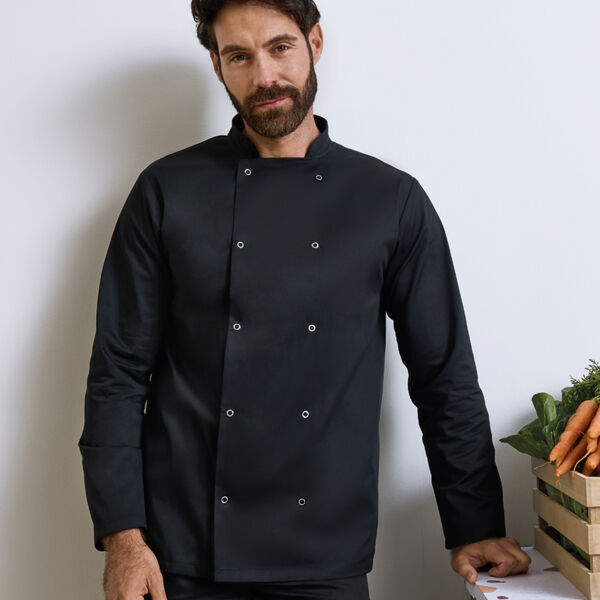 Premier Unisex Long Sleeve Stud Front Chef's Jacket Thumbnail