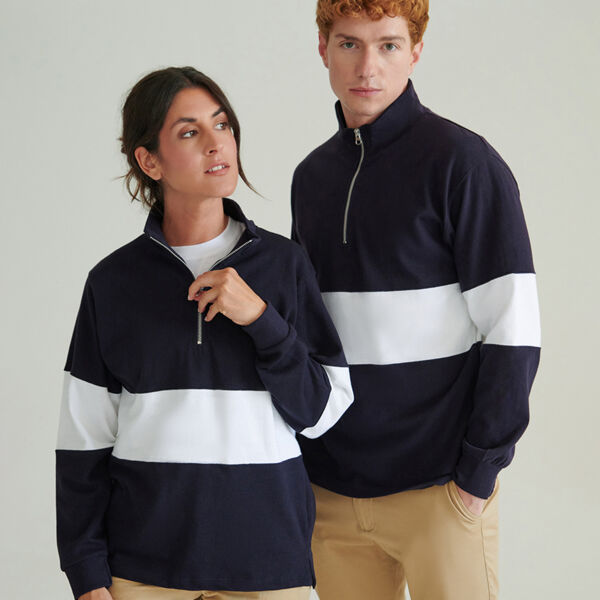 Front Row Panelled 1/4 Zip Neck Top Thumbnail
